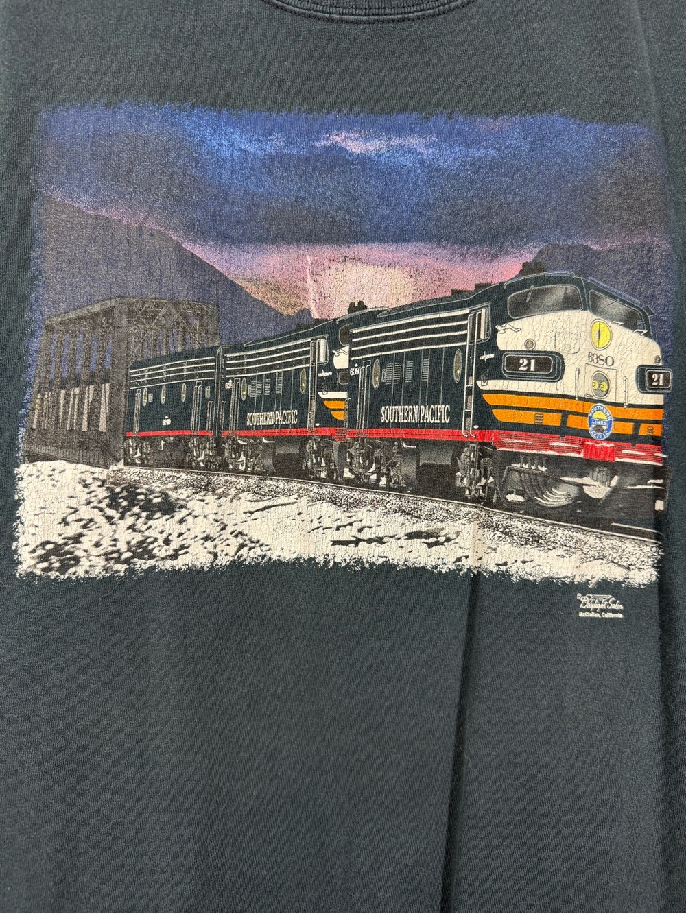 Southern Pacific Train Graphic T-Shirt Gildan Ultra Cotton Men’s Large
